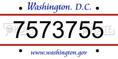 7573755 District Of Columbia License Plate