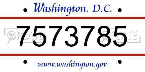 7573785 District Of Columbia License Plate