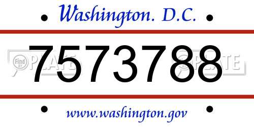 7573788 District Of Columbia License Plate