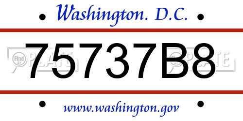 75737B8 District Of Columbia License Plate