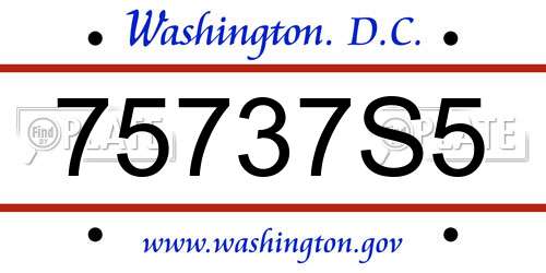 75737S5 District Of Columbia License Plate