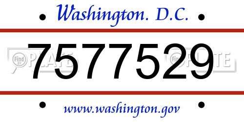 7577529 District Of Columbia License Plate