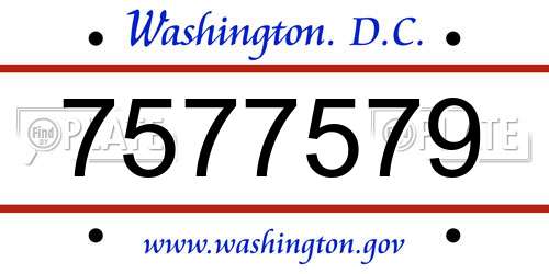 7577579 District Of Columbia License Plate