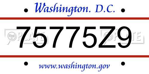 75775Z9 District Of Columbia License Plate