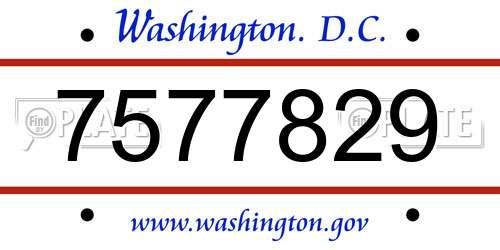 7577829 District Of Columbia License Plate