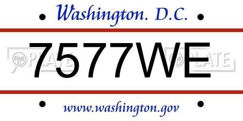 7577WE District Of Columbia License Plate