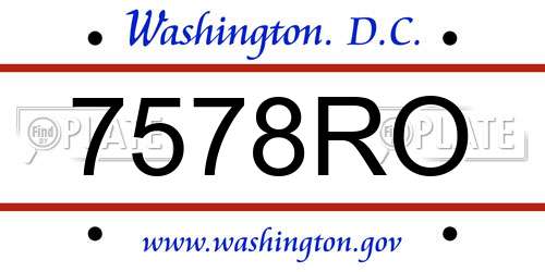 7578RO District Of Columbia License Plate