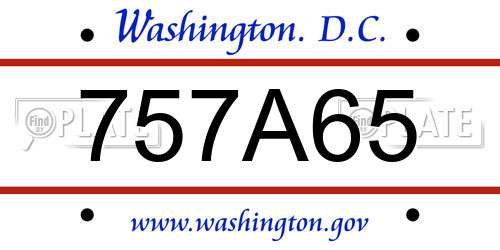 757A65 District Of Columbia License Plate