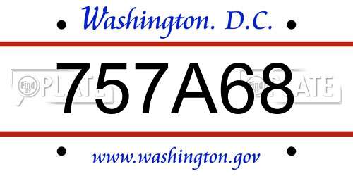 757A68 District Of Columbia License Plate