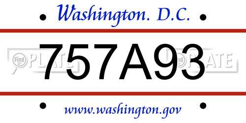 757A93 District Of Columbia License Plate