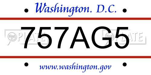 757AG5 District Of Columbia License Plate