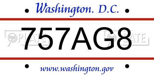 757AG8 District Of Columbia License Plate