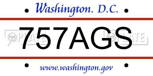 757AGS District Of Columbia License Plate