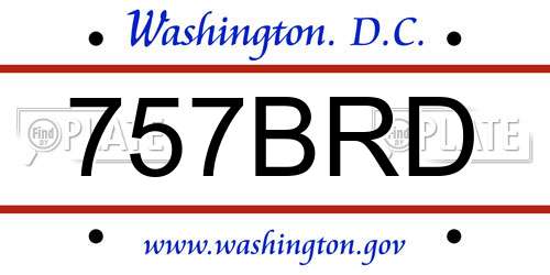757BRD District Of Columbia License Plate
