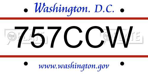 757CCW District Of Columbia License Plate