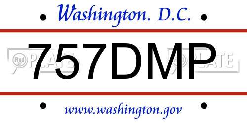 757DMP District Of Columbia License Plate