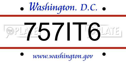 757IT6 District Of Columbia License Plate