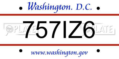 757IZ6 District Of Columbia License Plate