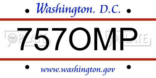 757OMP District Of Columbia License Plate