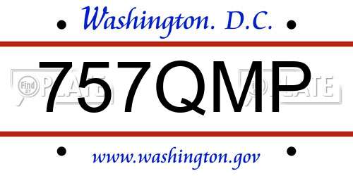 757QMP District Of Columbia License Plate