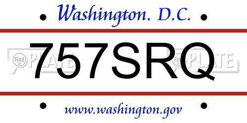 757SRQ District Of Columbia License Plate