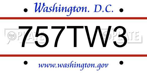 757TW3 District Of Columbia License Plate
