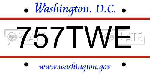 757TWE District Of Columbia License Plate