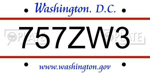 757ZW3 District Of Columbia License Plate