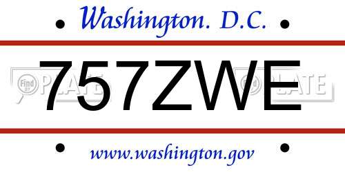 757ZWE District Of Columbia License Plate