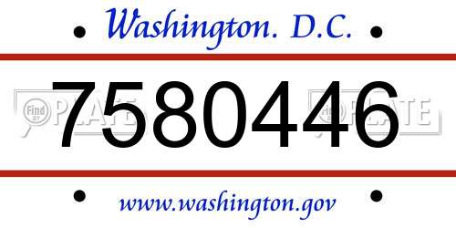 7580446 District Of Columbia License Plate