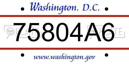 75804A6 District Of Columbia License Plate