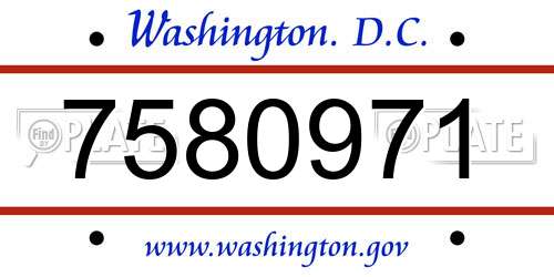 7580971 District Of Columbia License Plate