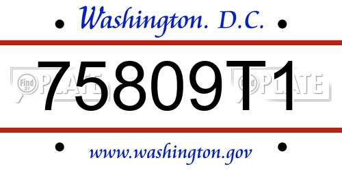 75809T1 District Of Columbia License Plate