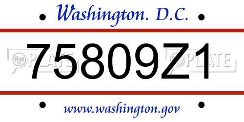 75809Z1 District Of Columbia License Plate