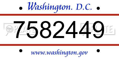7582449 District Of Columbia License Plate