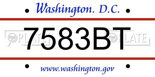 7583BT District Of Columbia License Plate