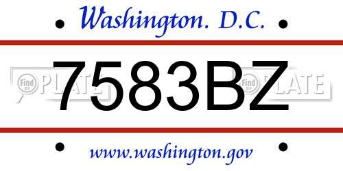 7583BZ District Of Columbia License Plate
