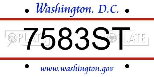 7583ST District Of Columbia License Plate