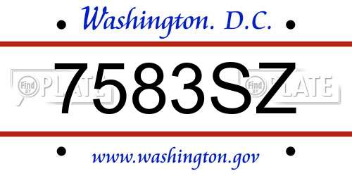 7583SZ District Of Columbia License Plate