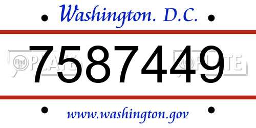 7587449 District Of Columbia License Plate
