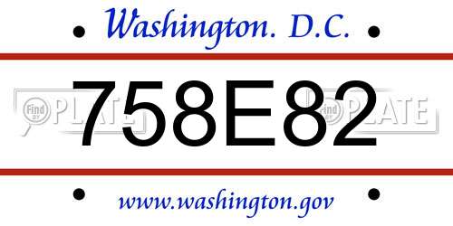 758E82 District Of Columbia License Plate
