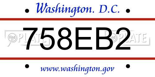 758EB2 District Of Columbia License Plate