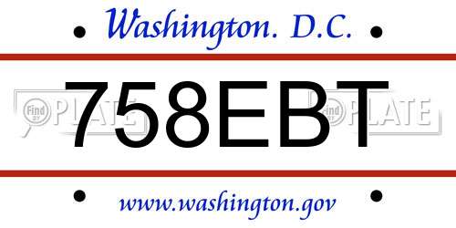 758EBT District Of Columbia License Plate