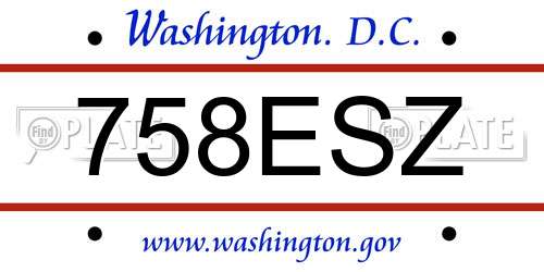 758ESZ District Of Columbia License Plate