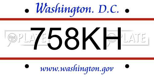 758KH District Of Columbia License Plate