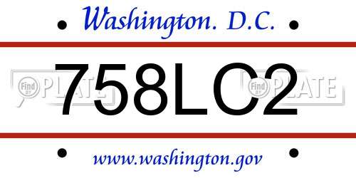758LC2 District Of Columbia License Plate