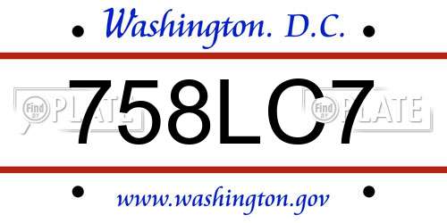 758LC7 District Of Columbia License Plate