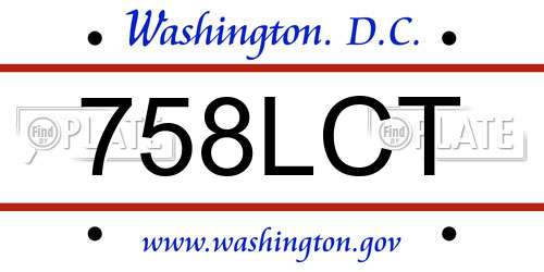 758LCT District Of Columbia License Plate