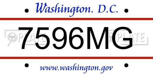 7596MG District Of Columbia License Plate