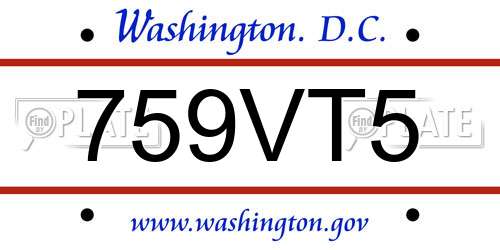759VT5 District Of Columbia License Plate